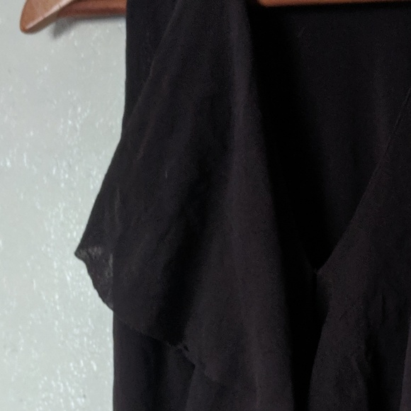 Brown mesh ruffle v neck top - Picture 3 of 4